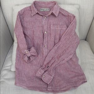 Zara boys red linen striped button down